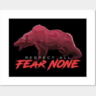 Respect All Fear None Red Bear Fierce Japan Warrior Unstoppable Posters and Art